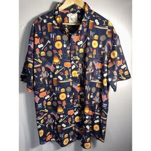 RSVLTS Parks & Rec Ron Swanson KUNUFLEX Button Up Shirt 3XL BBQ Party